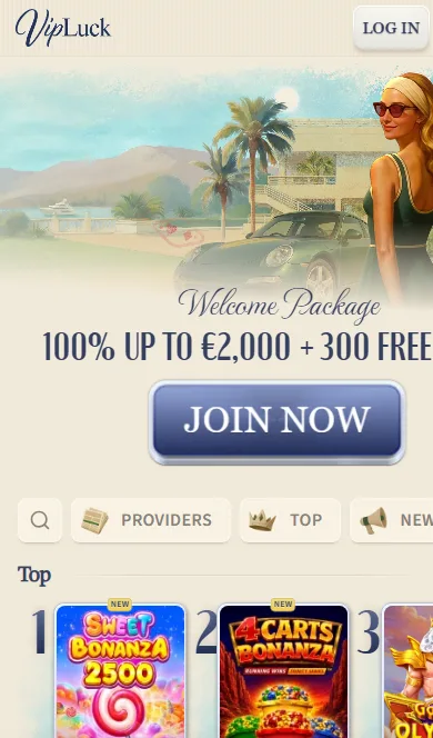 VipLuck Casino aperto su iPhone con la barra di navigazione mobile